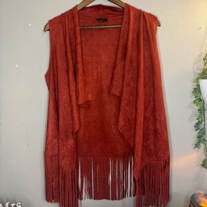 Fate Terracotta Fringe Vest